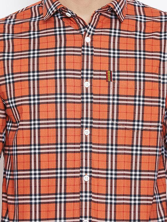 orange checkered casual shirt - 15945651 - Standard Image - 4