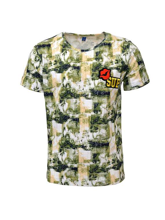 round neck quirky patched t-shirt