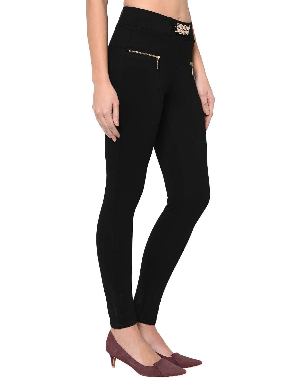 zipper detail high rise jegging - 15947347 - Standard Image - 1