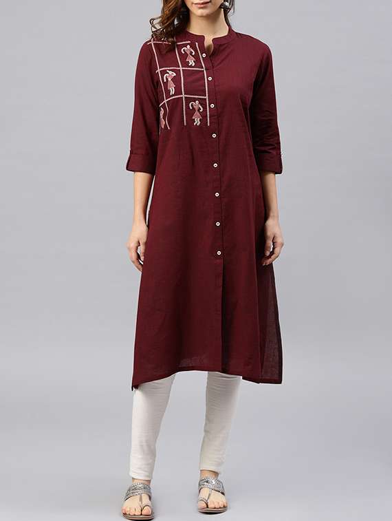 straight embroidered kurta