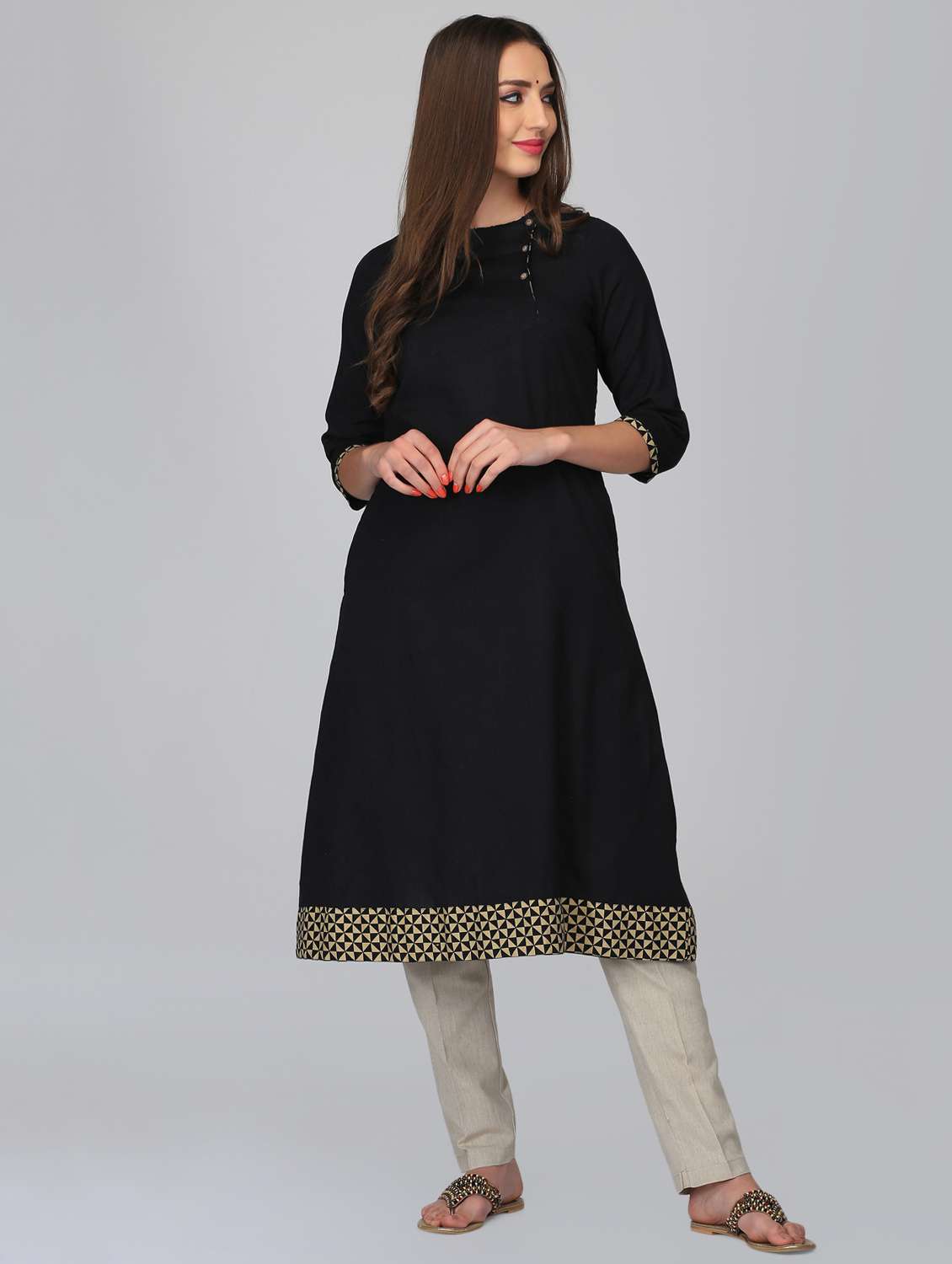 a-line solid kurta