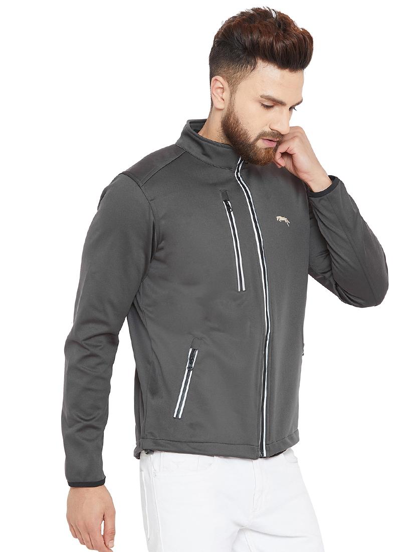 grey polyester casual jacket - 15953562 - Standard Image - 1