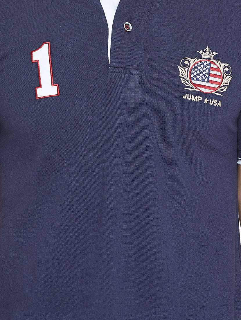 navy blue printed polo t-shirt  - 15953585 -  Standard Image - 4