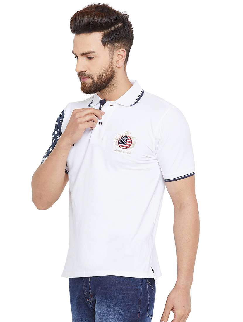white printed polo t-shirt  - 15953586 -  Standard Image - 1