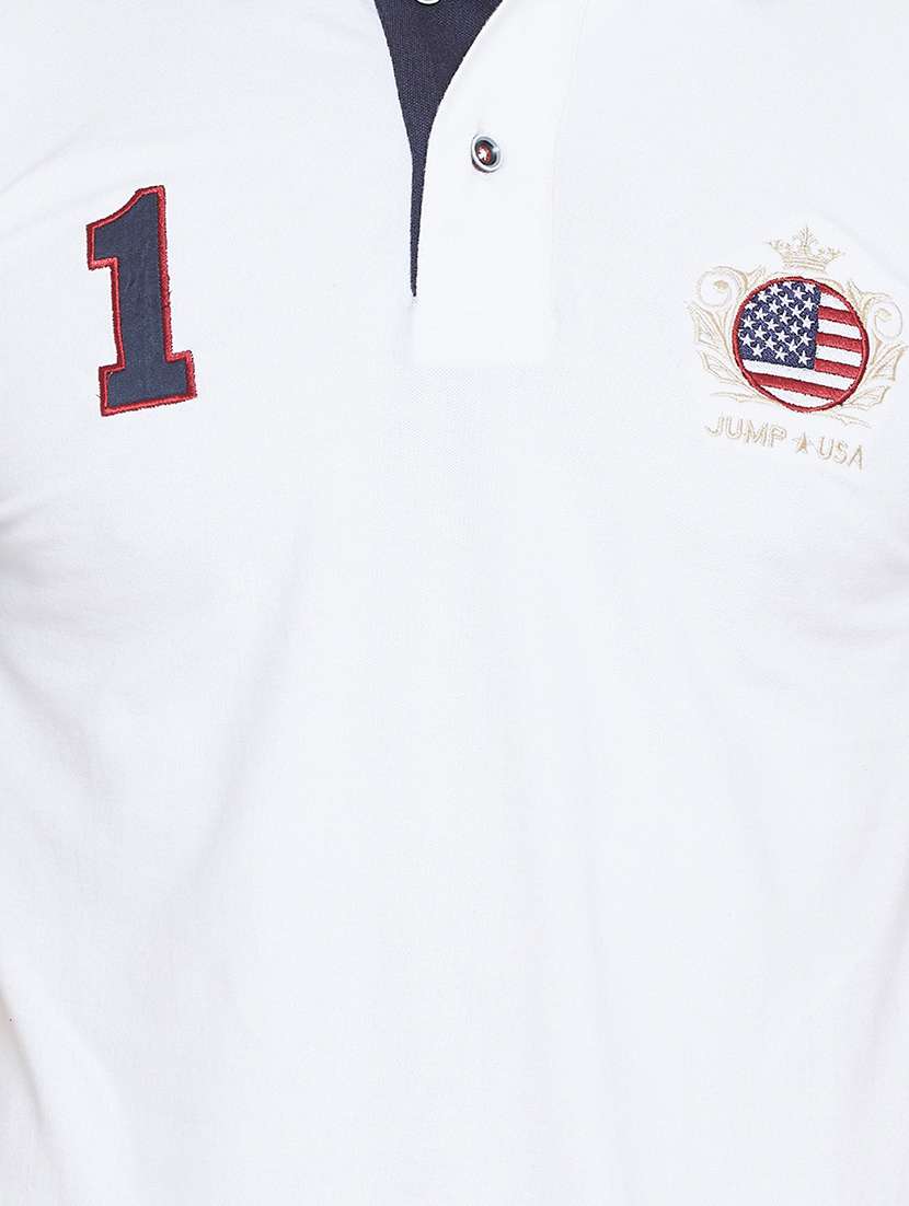 white printed polo t-shirt - 15953586 - Standard Image - 4