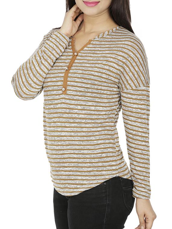 dropped shoulder striped top - 15953730 - Standard Image - 1