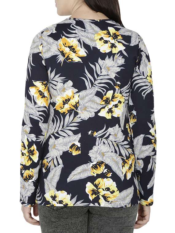 zipper detail floral top - 15953736 -  Standard Image - 1