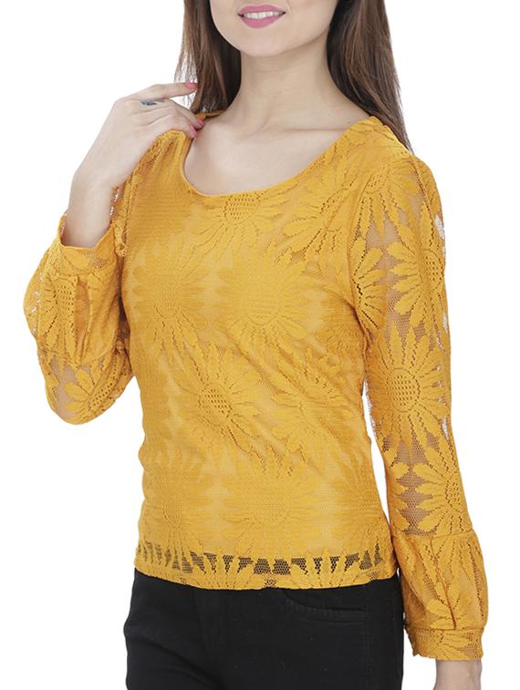 cut out floral mesh top - 15953739 - Standard Image - 1