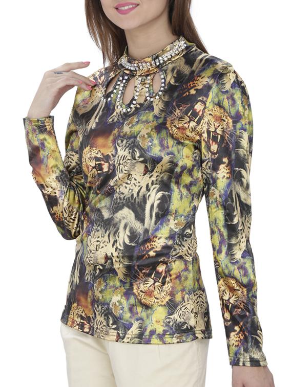 embellished keyhole neck top - 15953740 -  Standard Image - 1