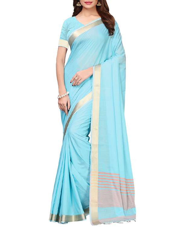 geometric print border woven saree with blouse