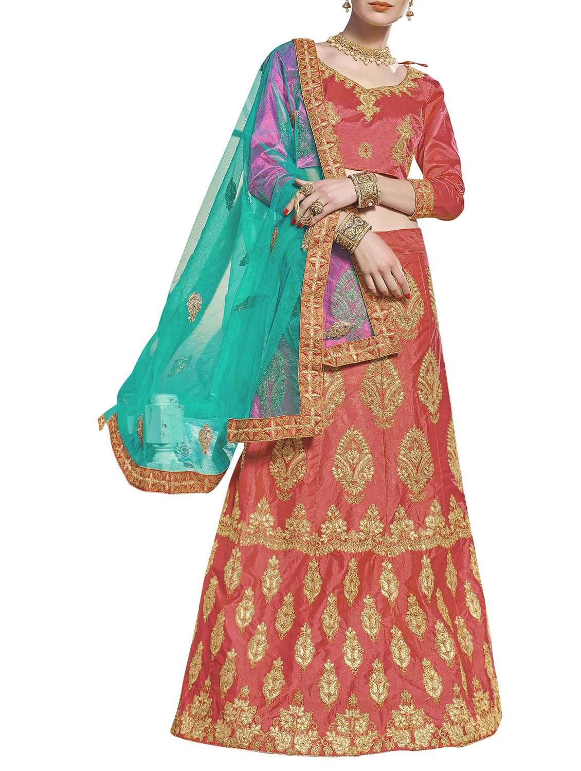 gold embroidered a-line lehenga