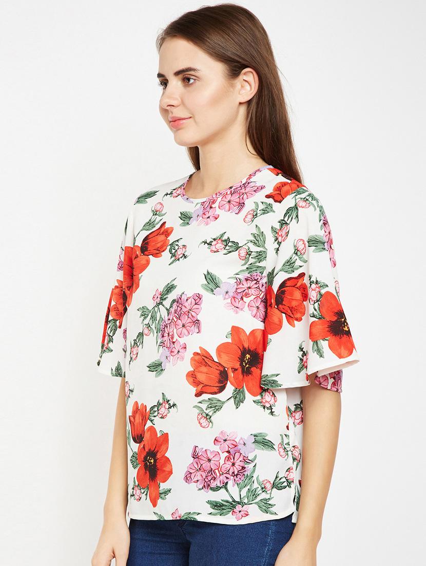 crew neck floral top - 15956992 -  Standard Image - 1