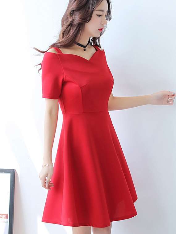 cold shoulder skater dress