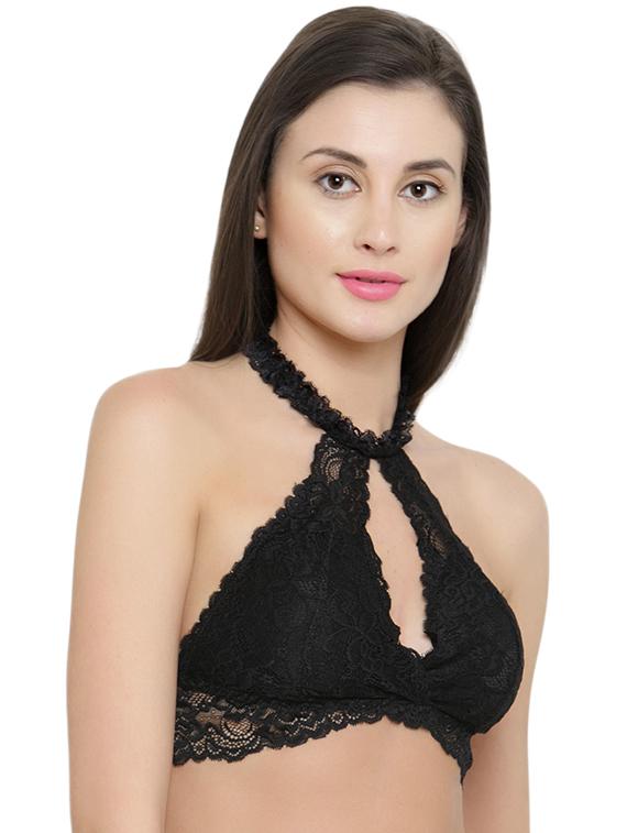 halter neck laced bralette - 15962934 - Standard Image - 1