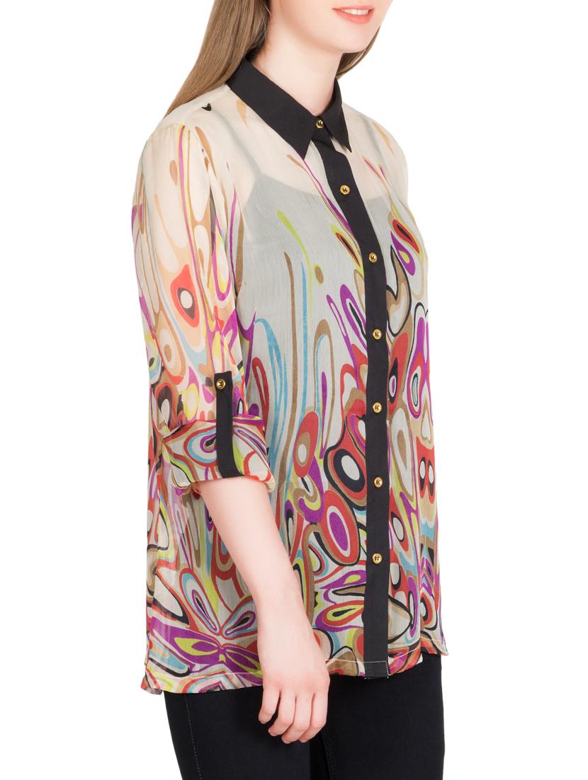 contrast detail abstract sheer shirt - 15963903 - Standard Image - 1