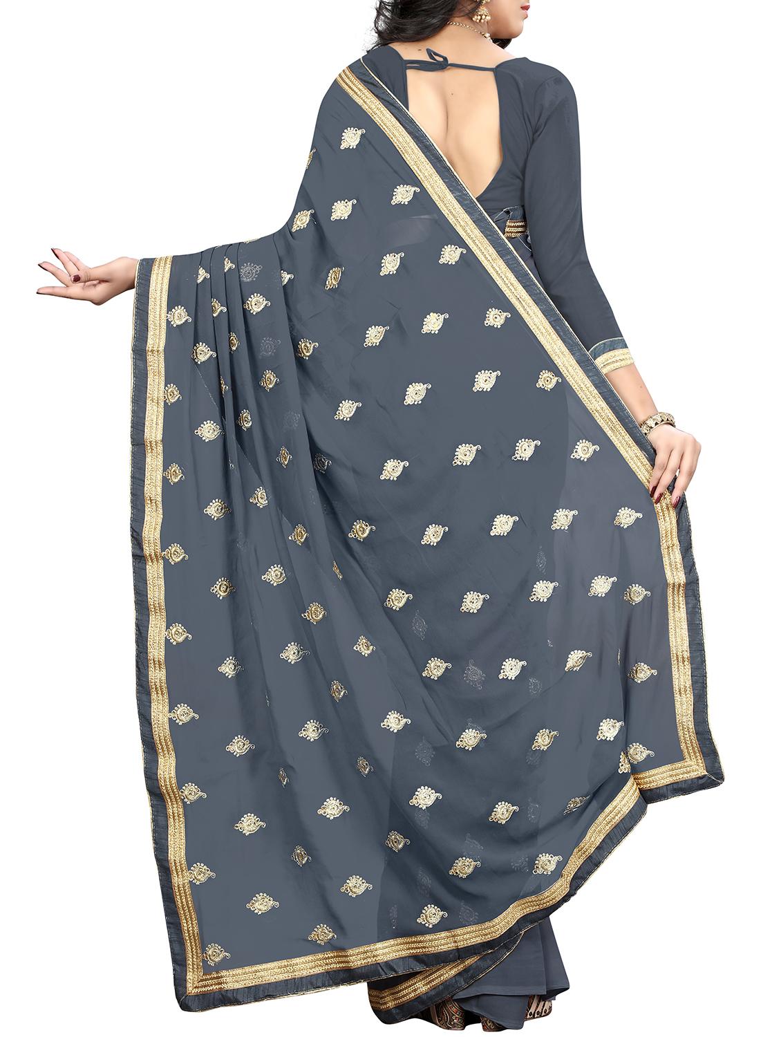 paisley embroidered saree with blouse - 15965033 -  Standard Image - 1