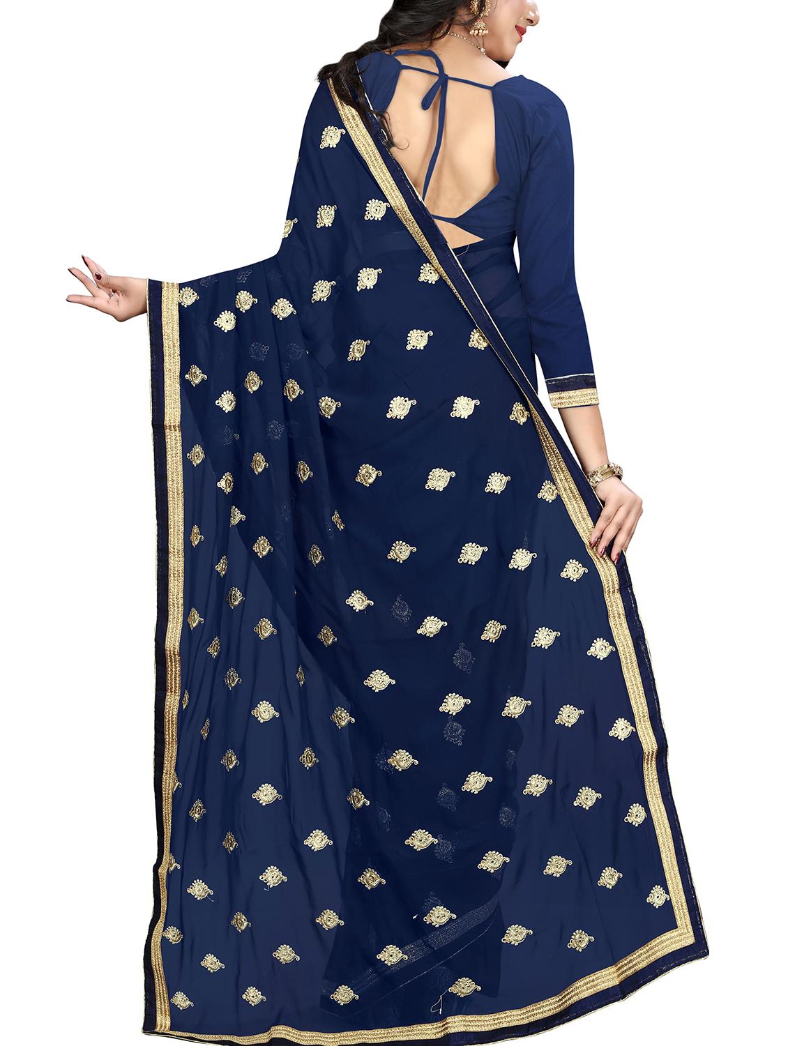 paisley embroidered saree with blouse - 15965036 -  Standard Image - 1