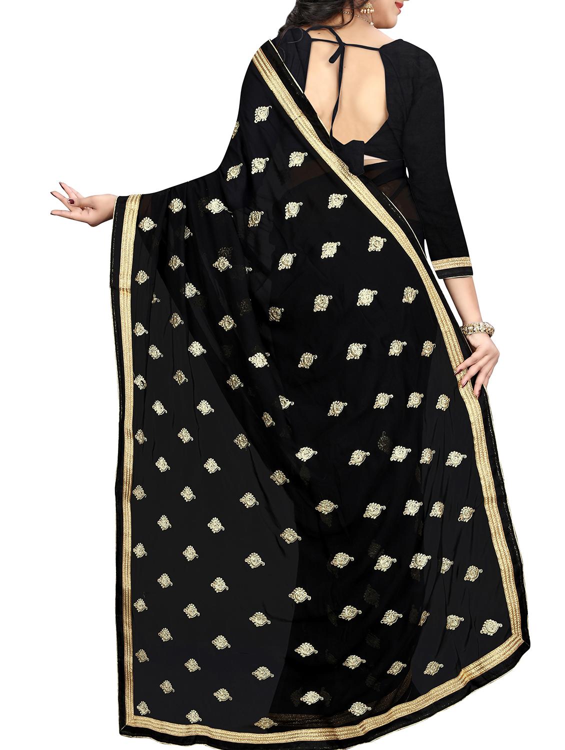 paisley embroidered saree with blouse - 15965038 - Standard Image - 1