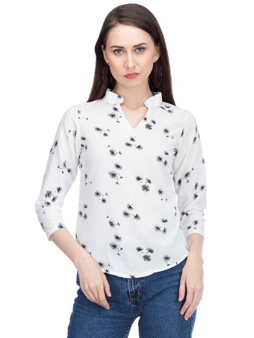 women's a line mandarin neck top - 15966387 -  Standard Image - 0