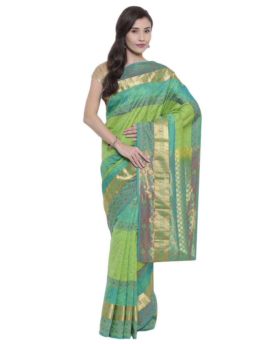 zari border green kanjivaram saree