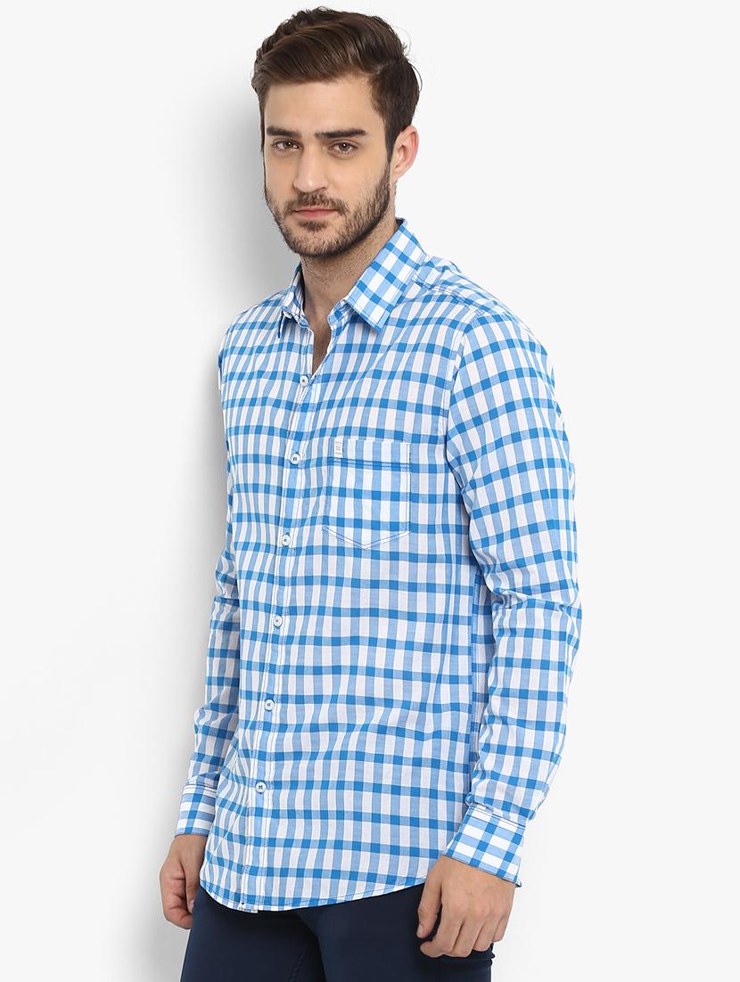 blue checkered casual shirt - 15968431 - Standard Image - 1