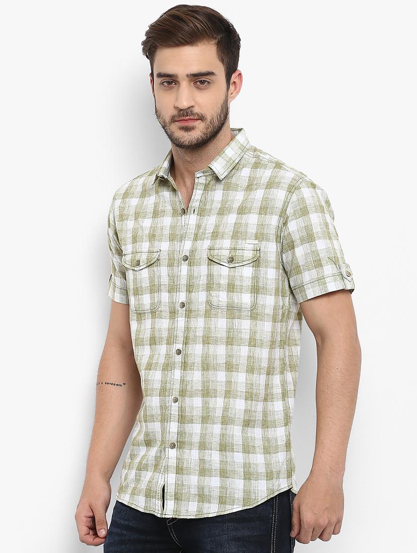 green checkered casual shirt - 15968442 - Standard Image - 1
