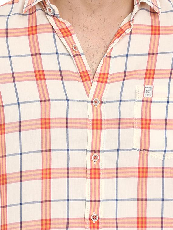 orange checkered casual shirt - 15968450 - Standard Image - 4