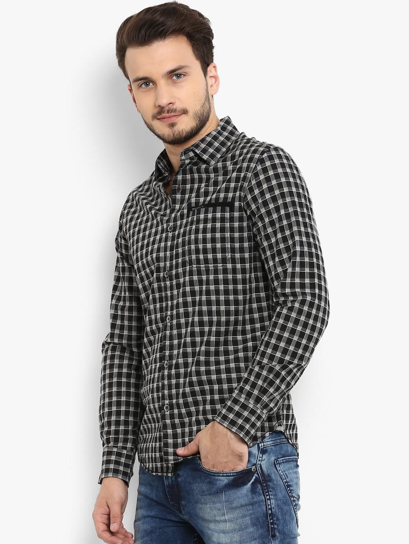 black checkered casual shirt - 15968453 - Standard Image - 1