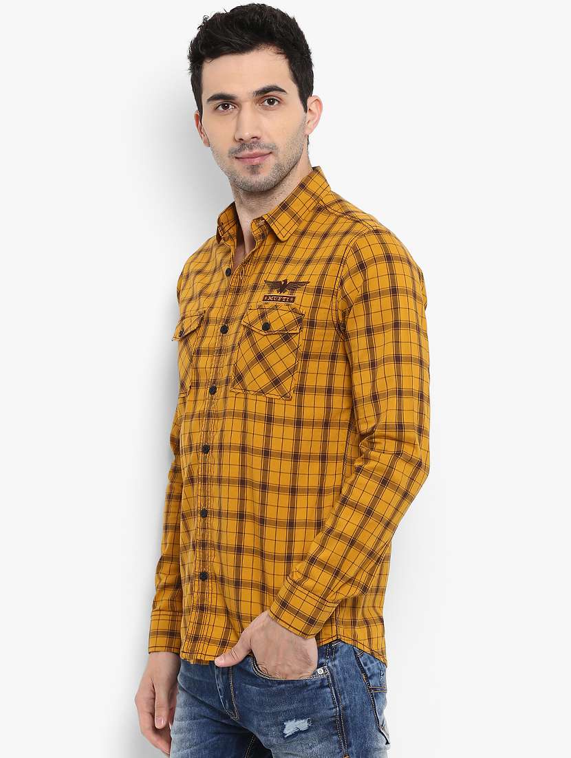 yellow checkered casual shirt - 15968461 -  Standard Image - 1