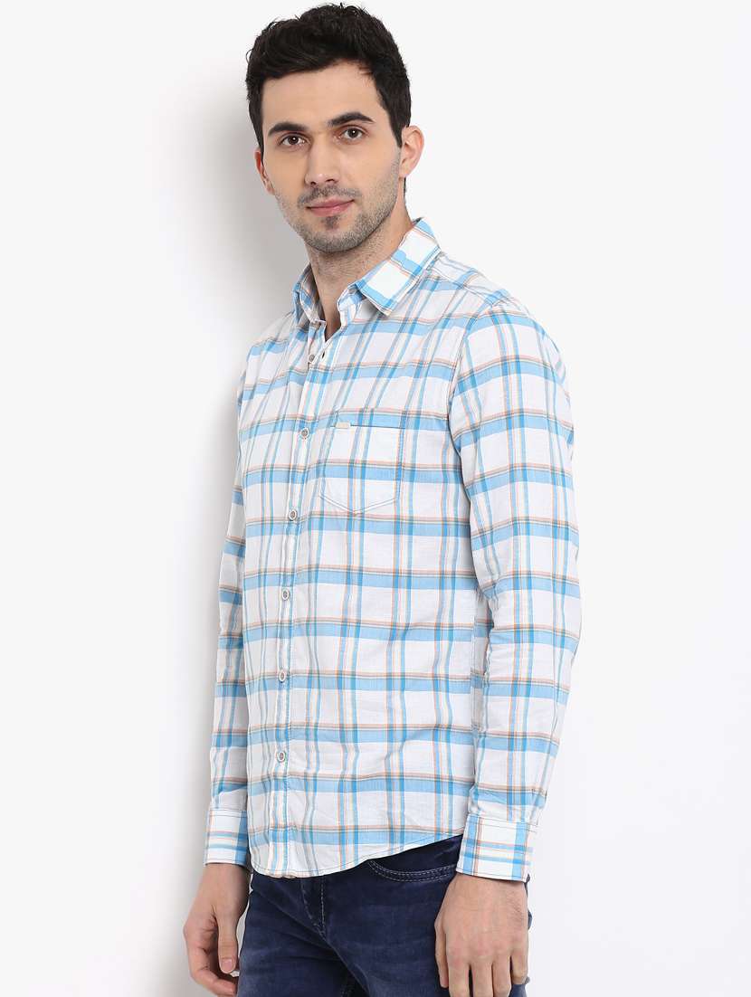 blue checkered casual shirt - 15968466 - Standard Image - 1