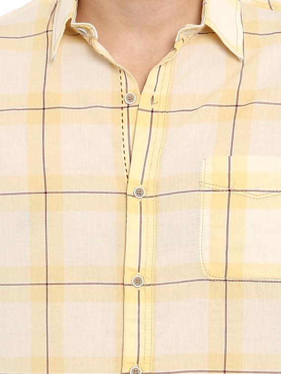 yellow checkered casual shirt - 15968469 - Standard Image - 4