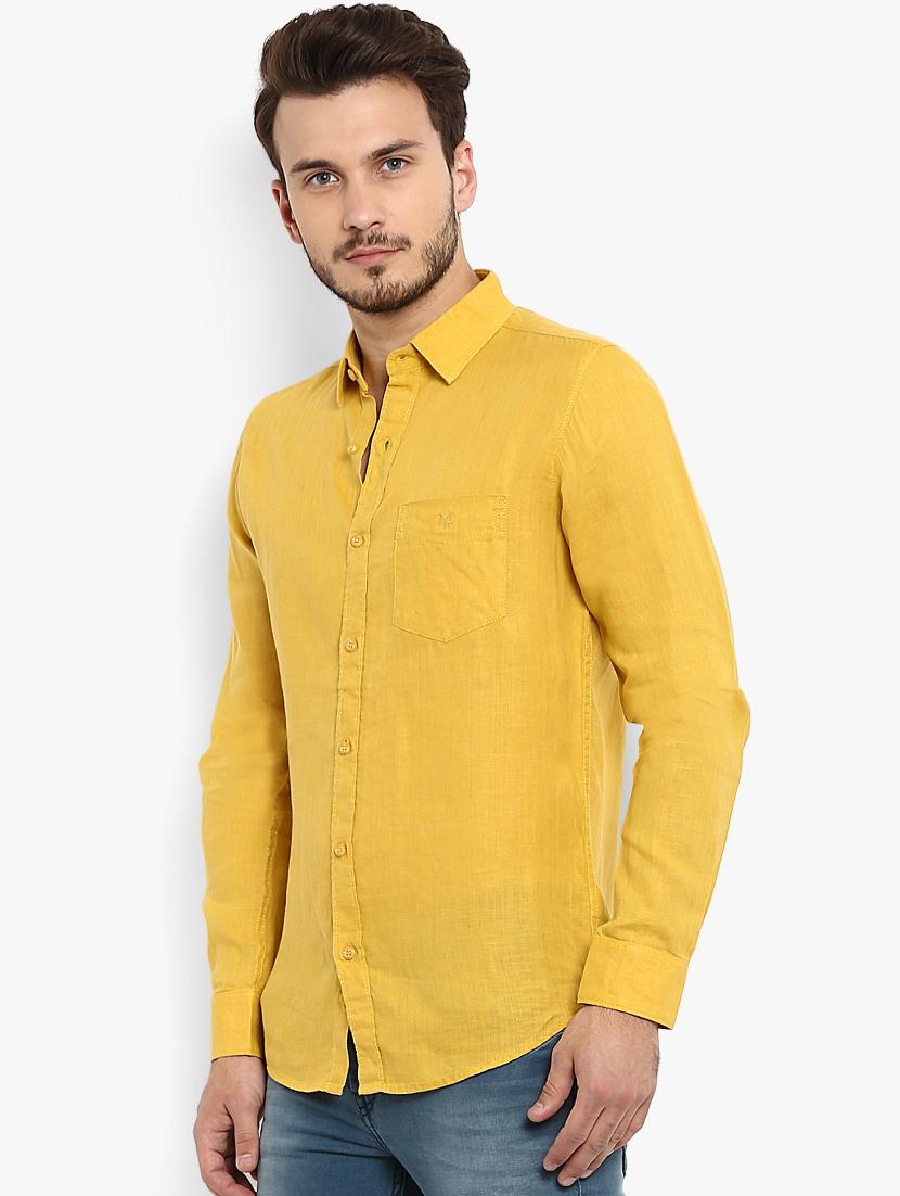 yellow linen casual shirt - 15968522 - Standard Image - 1