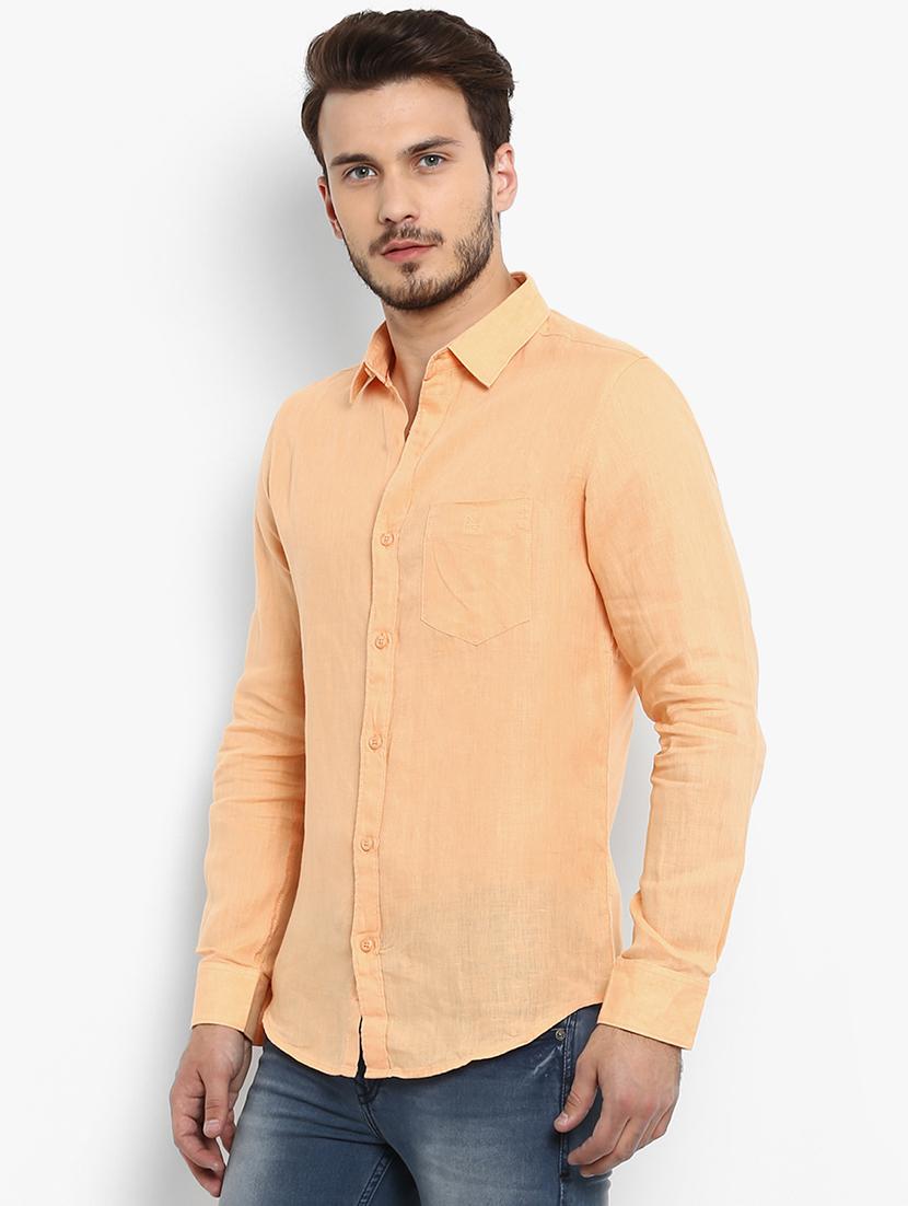 orange linen casual shirt - 15968523 - Standard Image - 1