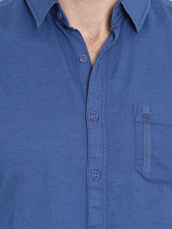blue solid casual shirt - 15968535 - Standard Image - 4