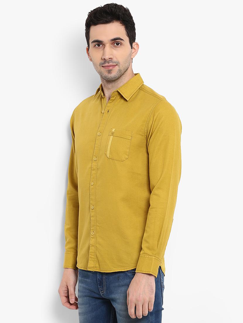 yellow solid casual shirt - 15968536 - Standard Image - 1