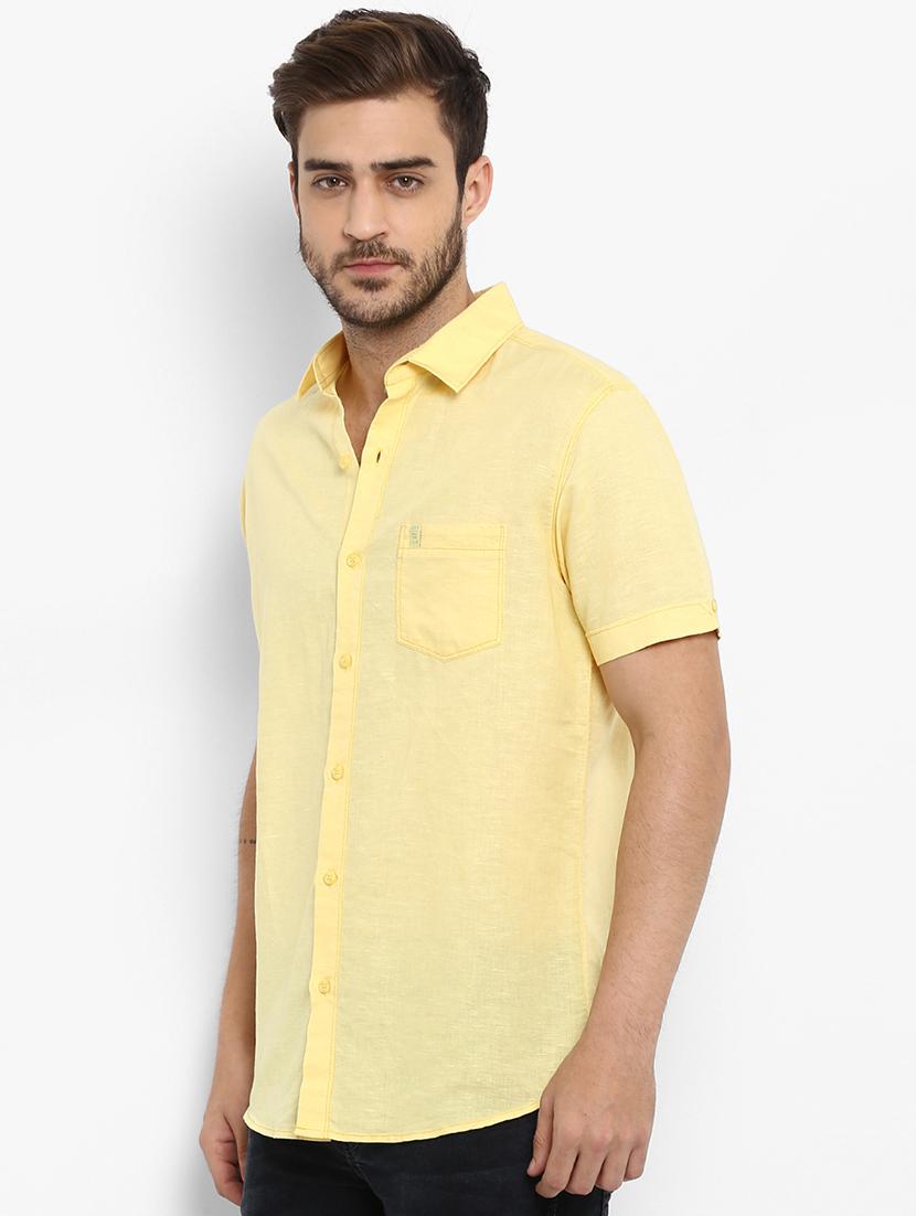 yellow linen casual shirt - 15968552 - Standard Image - 1