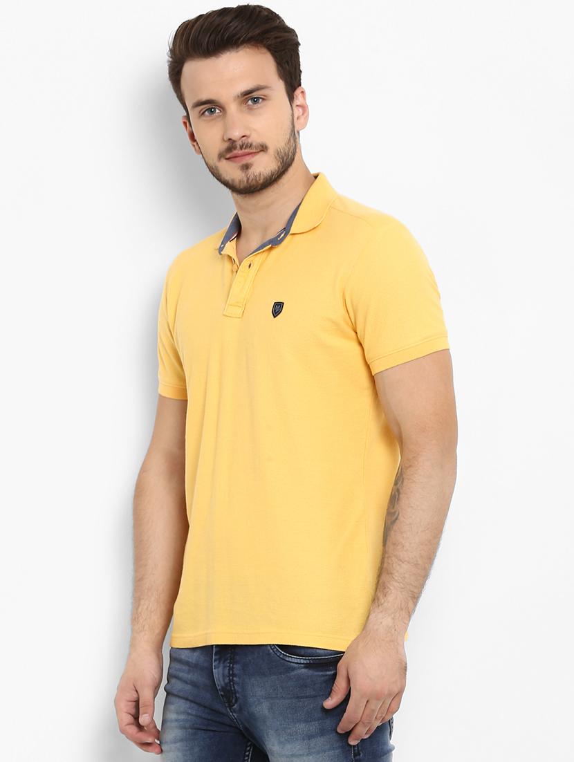 yellow solid polo t-shirt - 15968581 - Standard Image - 1