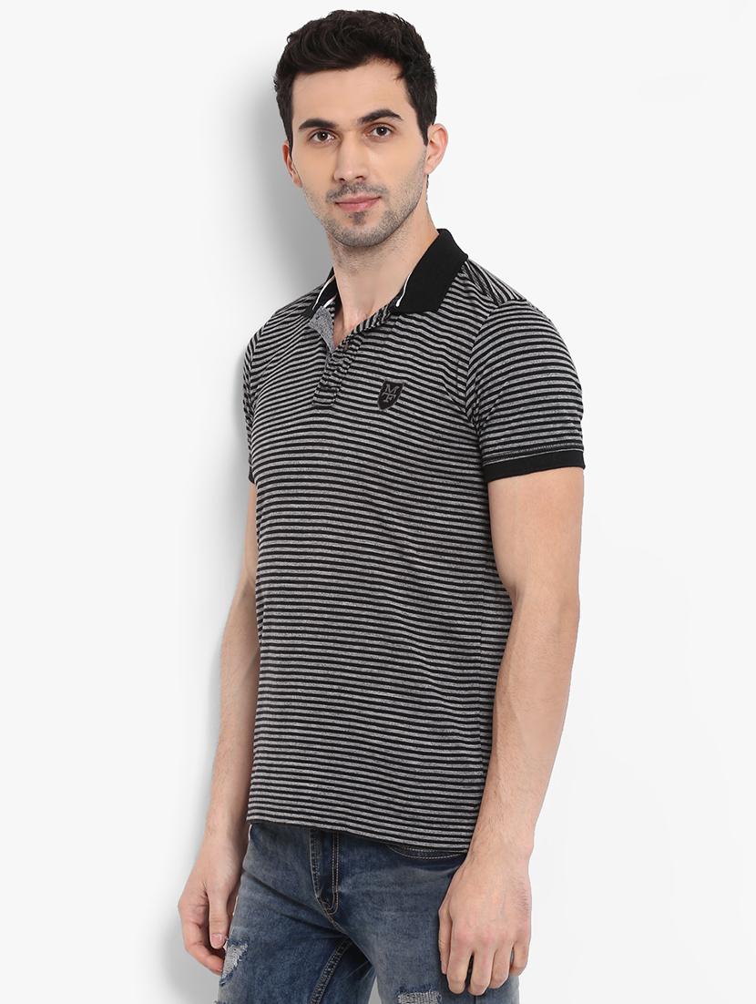 black striped polo t-shirt - 15968589 - Standard Image - 1