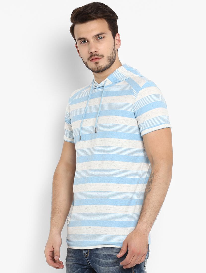 blue striped hooded t-shirt - 15968593 -  Standard Image - 1