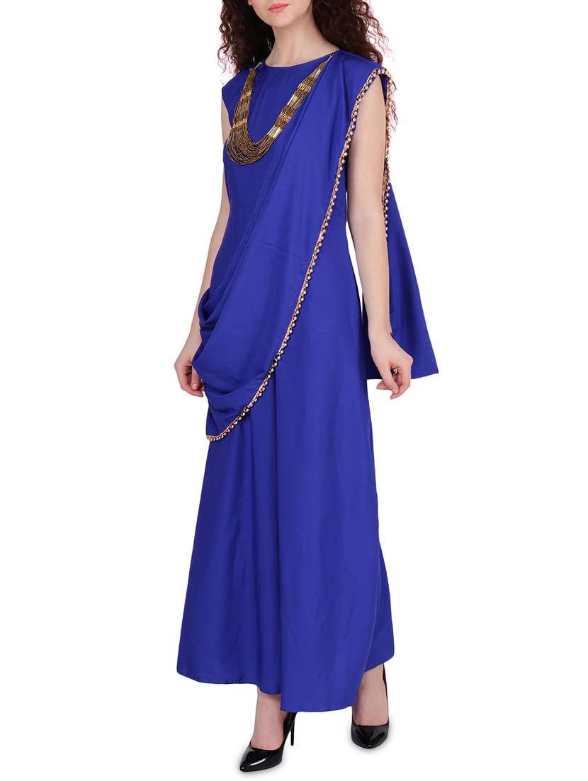 solid attached paneled a-line dress