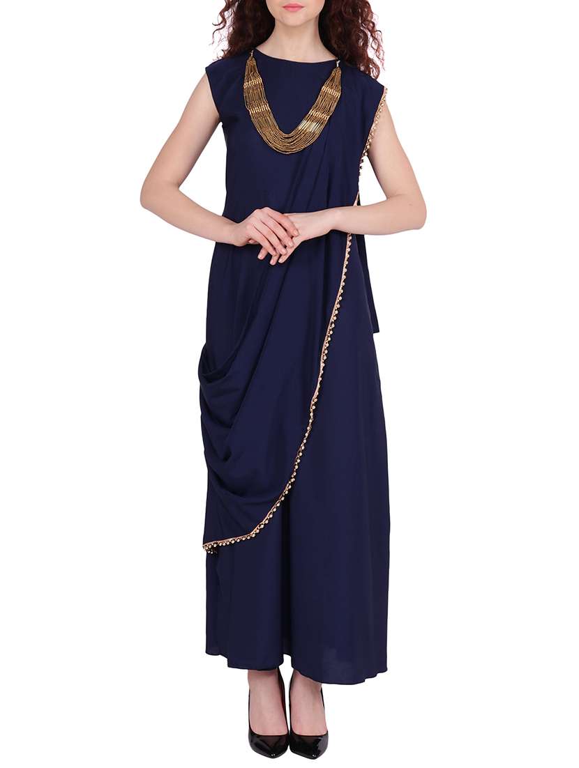 solid attached paneled a-line dress
