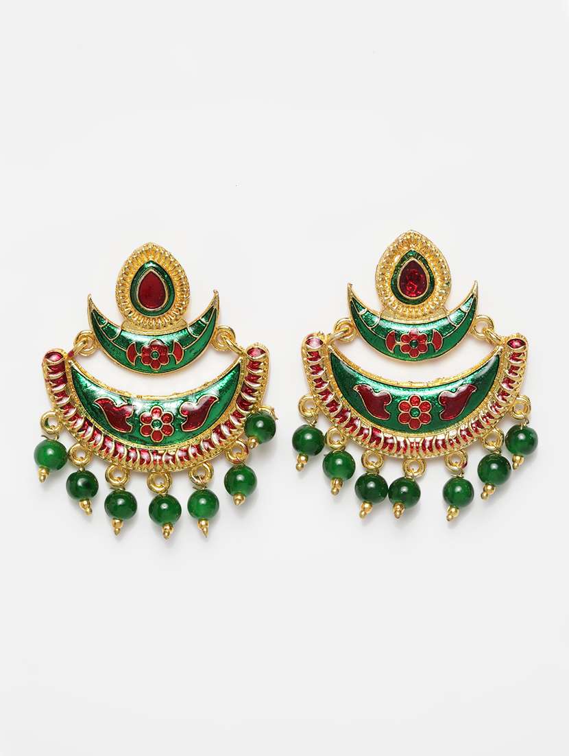 green brass chandballi earring