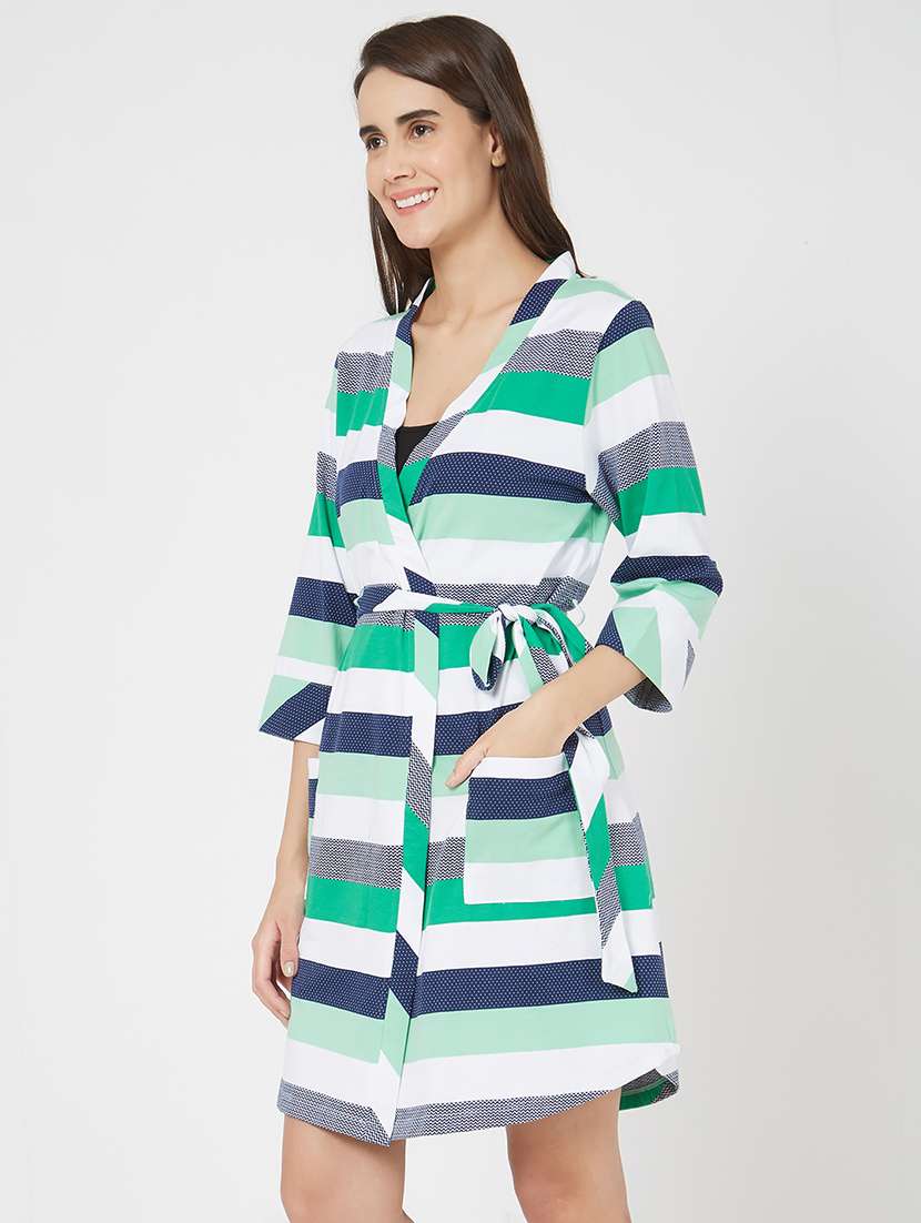 pocket patch striped sleepwear robe - 15971687 -  Standard Image - 1