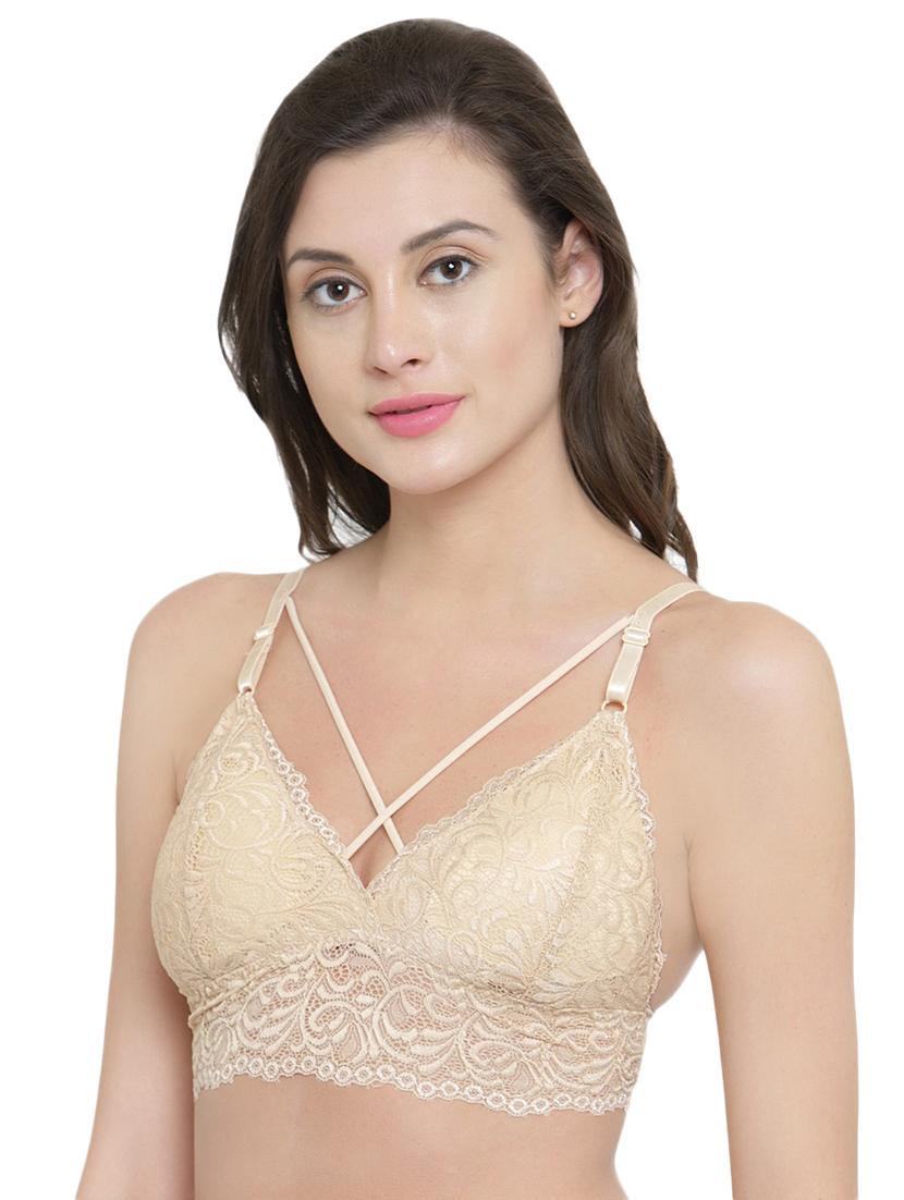 lacy criss cross detail bralette - 15971842 - Standard Image - 1