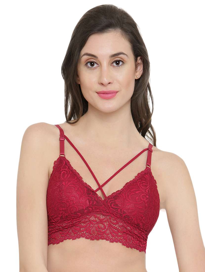 lacy criss cross detail bralette