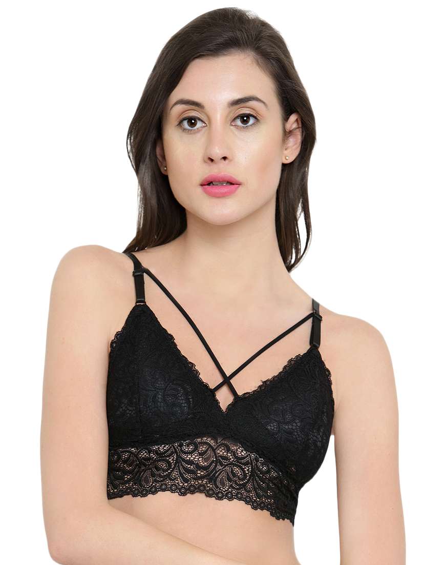 lacy criss cross detail bralette