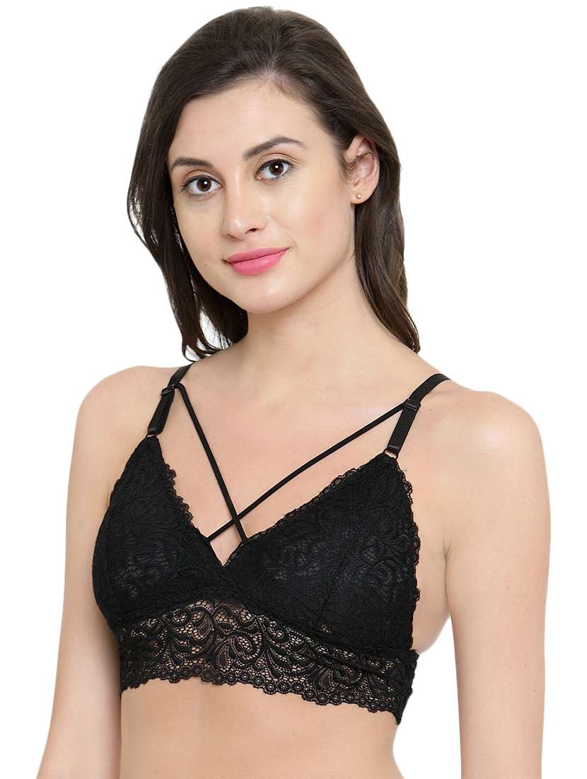 lacy criss cross detail bralette - 15971845 - Standard Image - 1