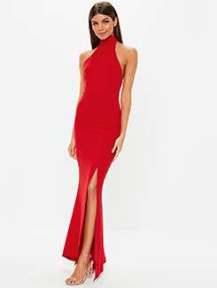 Buy online Halter Neck High Slit Dress from western wear for Women by I  Wear My Style for ₹4599 at 0% off