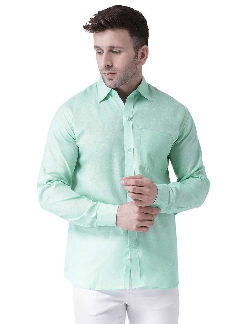 green solid casual shirt