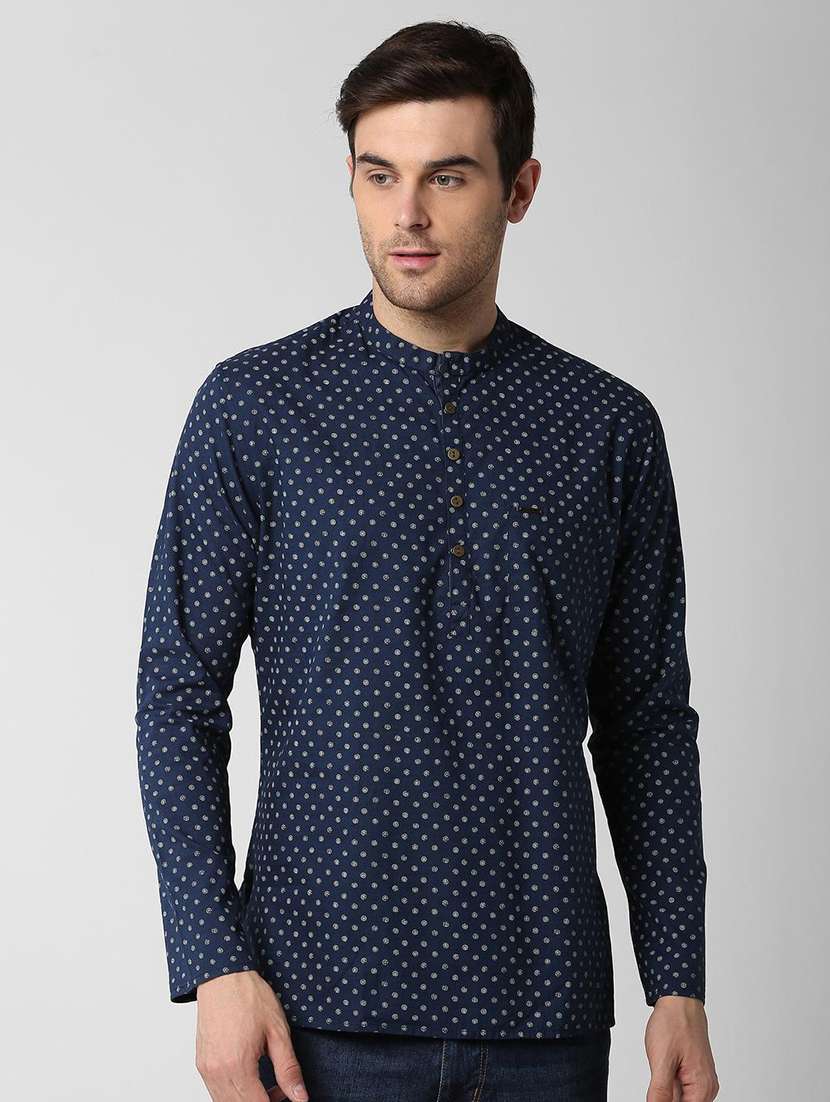 blue cotton short kurtan